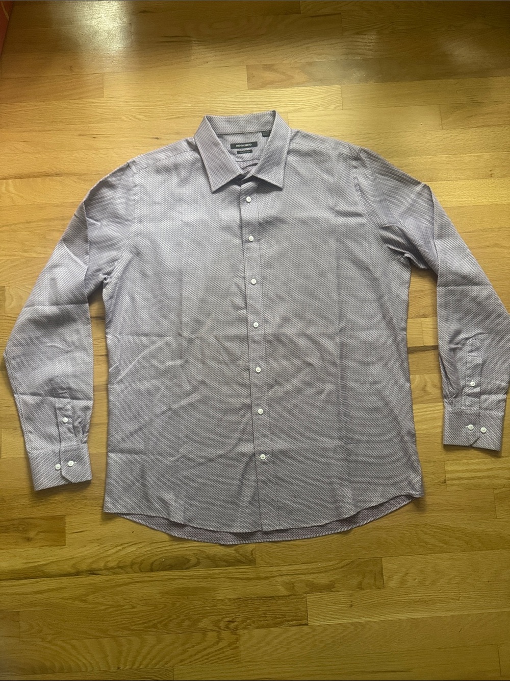Indochino Men’s Purple White Geometric Dress Shirt 100% Cotton Custom Tailored